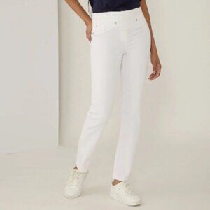 New Bellina White Straight Leg Stretch Pull On Jeans Size XL Petite PXL bin 4H